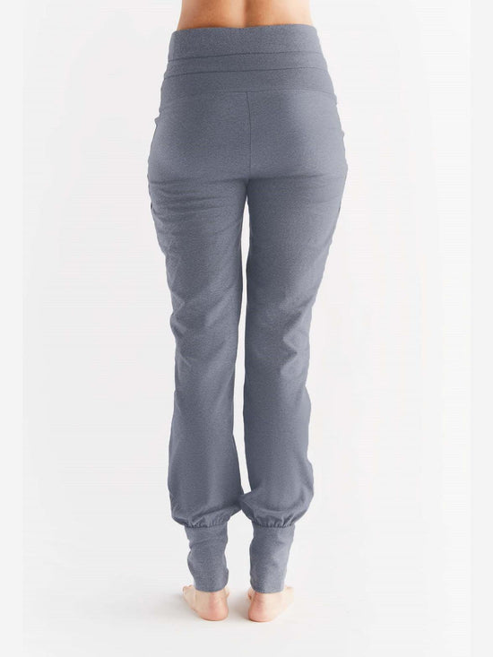 Leela Cotton 1811-02 | Damen Yogahose mit Umschlagbund - Navy-Melange Räumungsverkauf