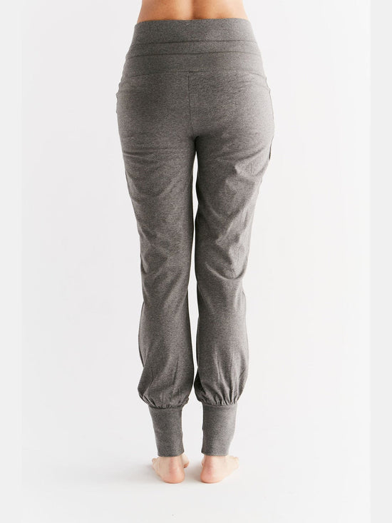 Leela Cotton 1811-01 | Damen Yogahose mit Umschlagbund - Anthrazit-Melange Kauf eins, bekomm eins gratis
