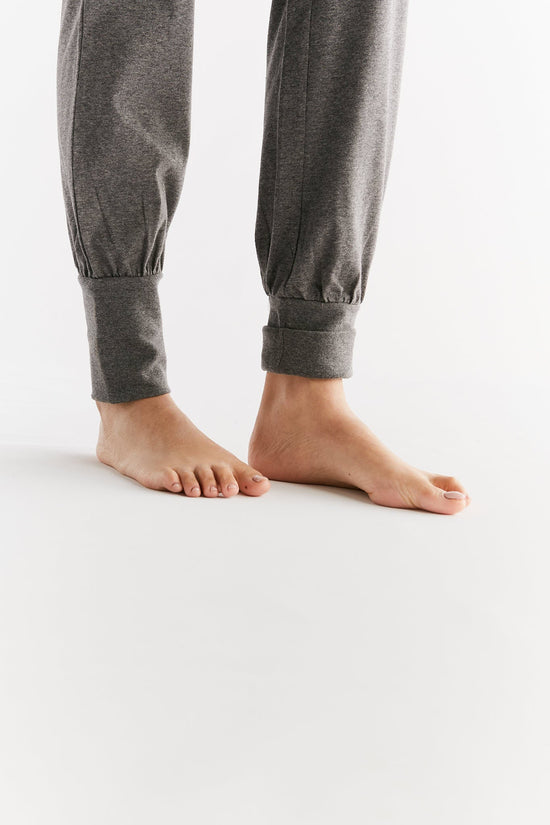 Leela Cotton 1811-01 | Damen Yogahose mit Umschlagbund - Anthrazit-Melange Kauf eins, bekomm eins gratis