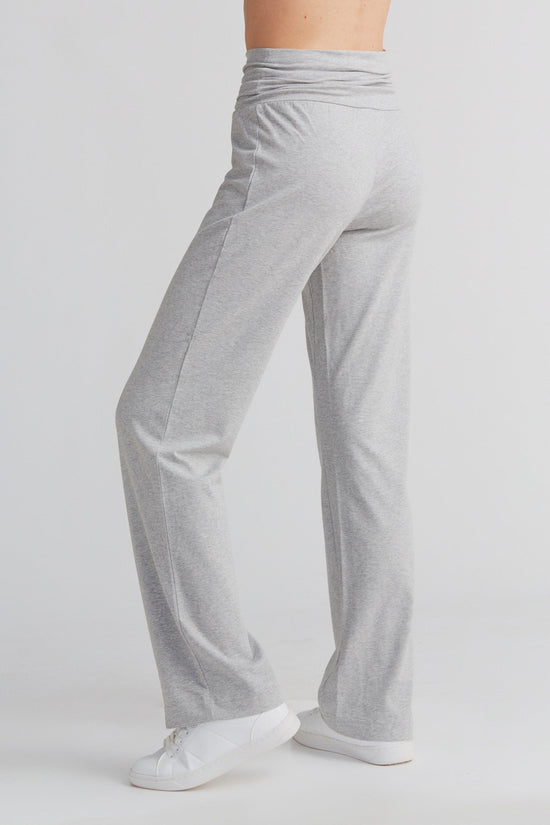 Leela Cotton 1726-047 | Damen Hose mit Umschlagbund - Grau-Melange Sonderangebote