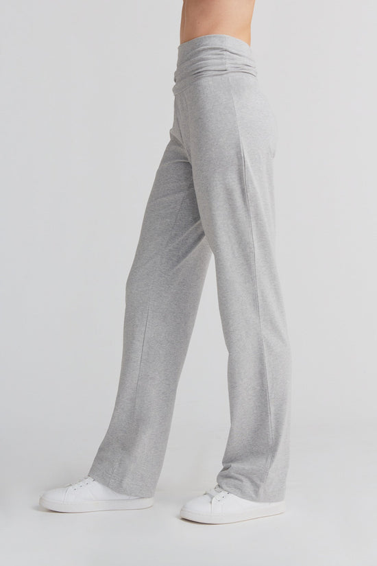 Leela Cotton 1726-047 | Damen Hose mit Umschlagbund - Grau-Melange Sonderangebote