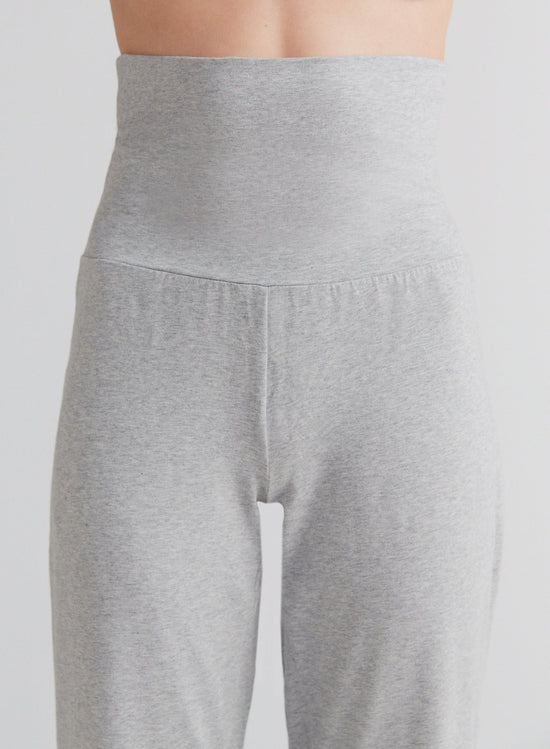 Leela Cotton 1726-047 | Damen Hose mit Umschlagbund - Grau-Melange Sonderangebote