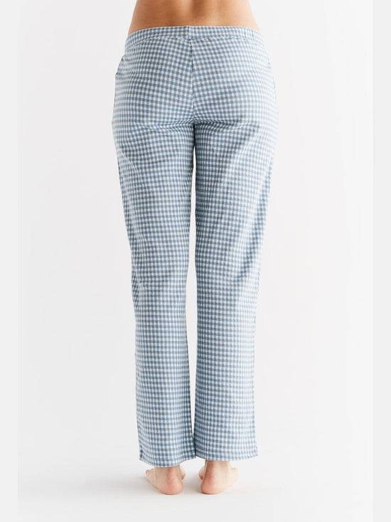 Leela Cotton 1455-03 | Damen Homewear-Hose kariert - Denimblau-Natur Riesige Ersparnisse