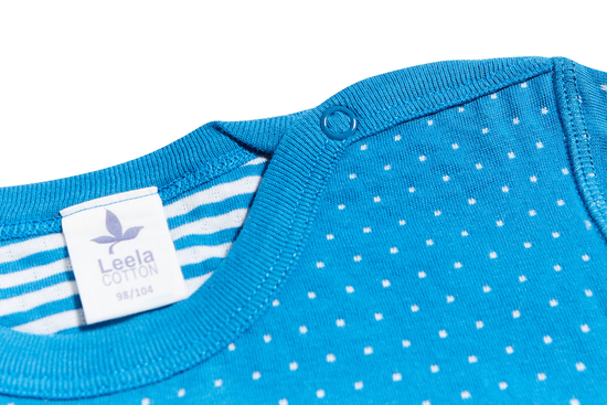 Leela Cotton 2650BW | Baby Wendelangarmshirt - Saphirblau-Naturweiss Super Sparpreis