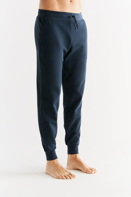 Leela Cotton 2454-061 | Waffel Strick Herrenhose - Indigo Nur noch ein Tag übrig