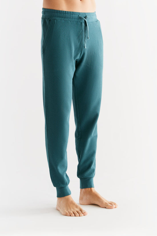 Leela Cotton 2454-063 | Waffel Strick Herrenhose - Tanne Super Rabatt