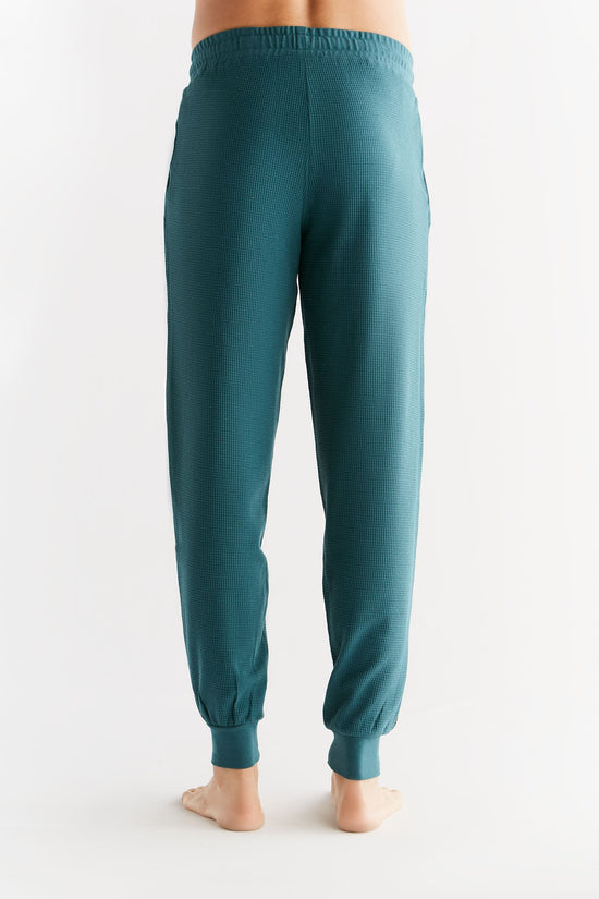 Leela Cotton 2454-063 | Waffel Strick Herrenhose - Tanne Super Rabatt