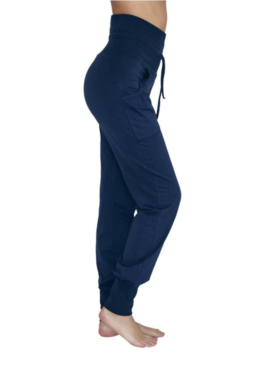 Leela Cotton 4082NV | Damen Yogahose mit Umschlagbund - Navy Kostenloser Versand international