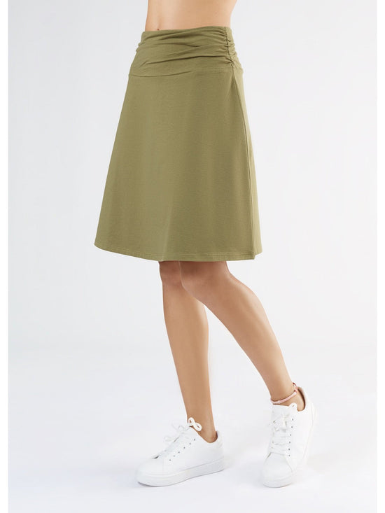 Leela Cotton 1418-041 | Rock A-Linie mit Komfortbund - Oliv Auslauf