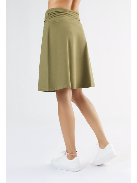 Leela Cotton 1418-041 | Rock A-Linie mit Komfortbund - Oliv Auslauf