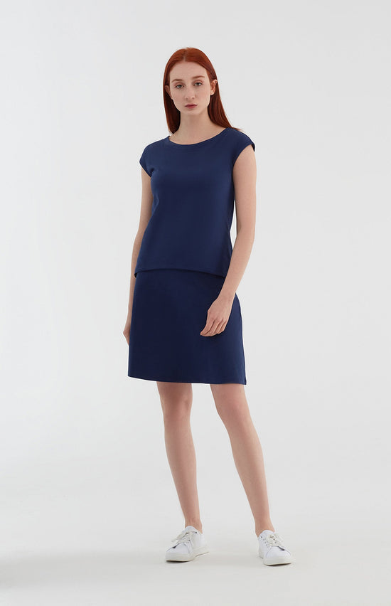 Leela Cotton 1418-02 | Rock A-Linie mit Komfortbund - Admiralblau Angebote
