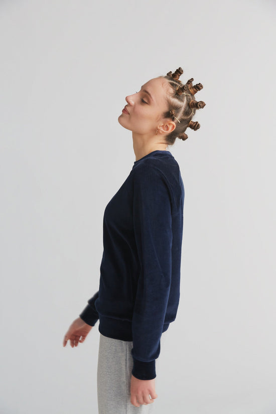 Leela Cotton 1277-045 | Damen Nickysweatshirt - Nachtblau im Angebot