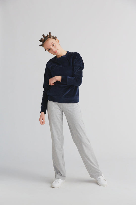Leela Cotton 1277-045 | Damen Nickysweatshirt - Nachtblau im Angebot