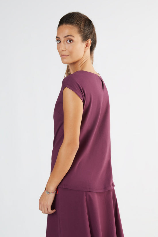 Leela Cotton 1261-028 | Damen Blusen-Shirt - Aubergine Günstiger Verkauf