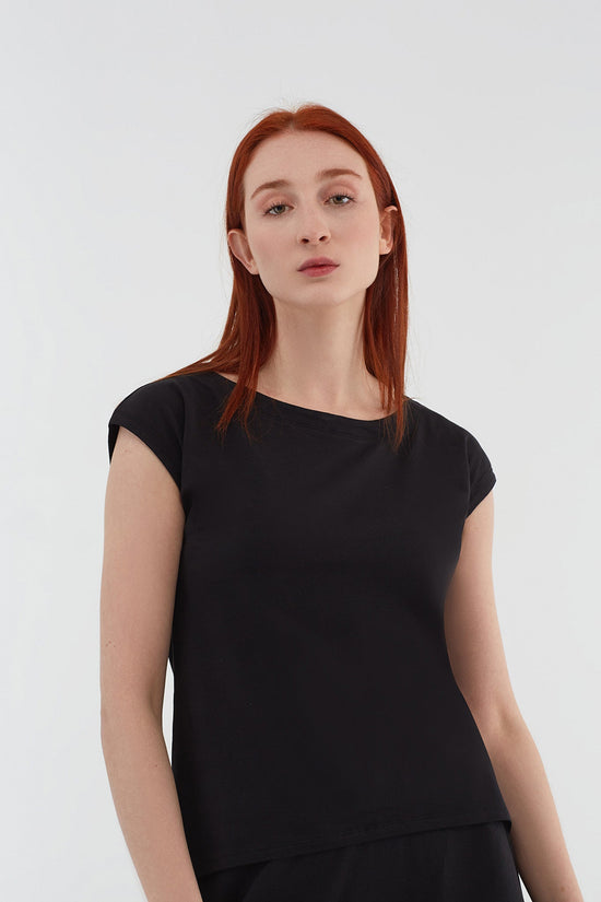 Leela Cotton 1261-01 | Damen Blusen-Shirt - Schwarz Fabrikverkauf