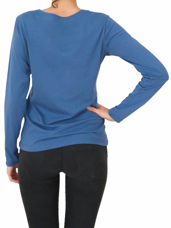 Leela Cotton 1251-05 | Damen Langarmshirt - Denimblau Meist gekauft