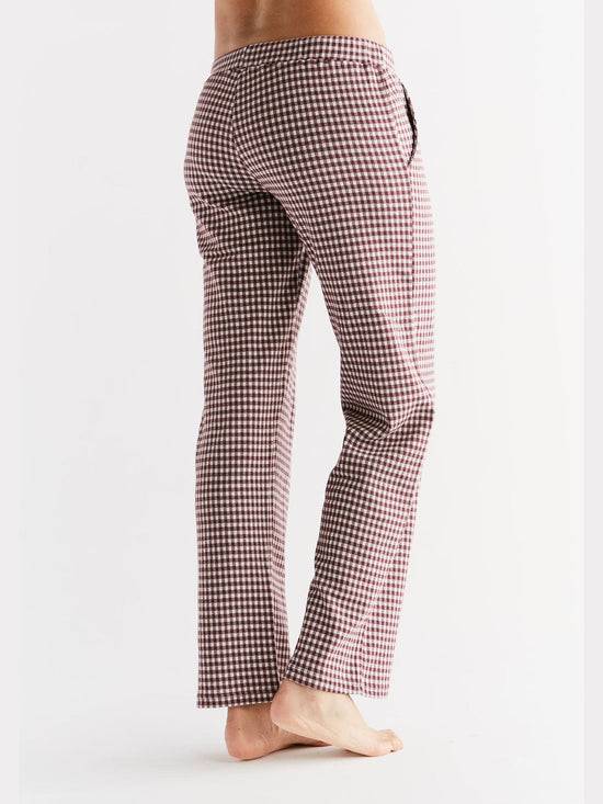 Leela Cotton 1455-01 | Damen Homewear-Hose kariert - Aubergine-Natur Limitierter Zeitrabatt