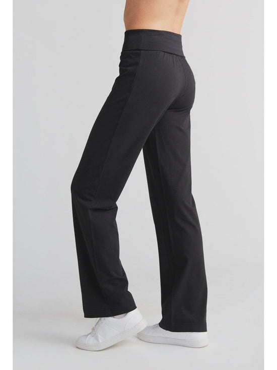 Leela Cotton 1726-021 | Damen Hose mit Umschlagbund - Schwarz Fabrik Onlineshop