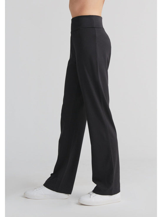 Leela Cotton 1726-021 | Damen Hose mit Umschlagbund - Schwarz Fabrik Onlineshop
