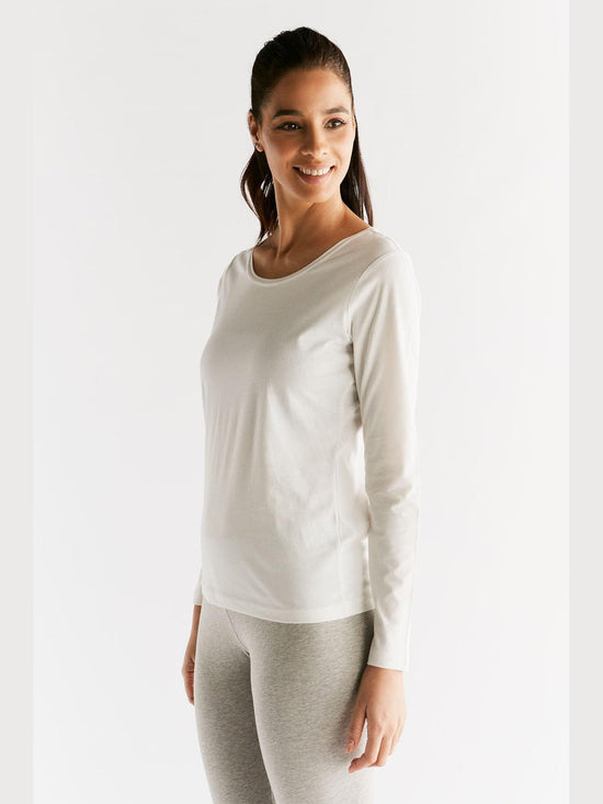 Leela Cotton 1251-01 | Damen Langarmshirt - Naturweiss Fabrikpreis