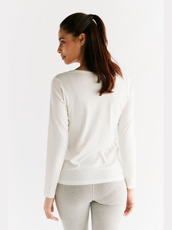 Leela Cotton 1251-01 | Damen Langarmshirt - Naturweiss Fabrikpreis