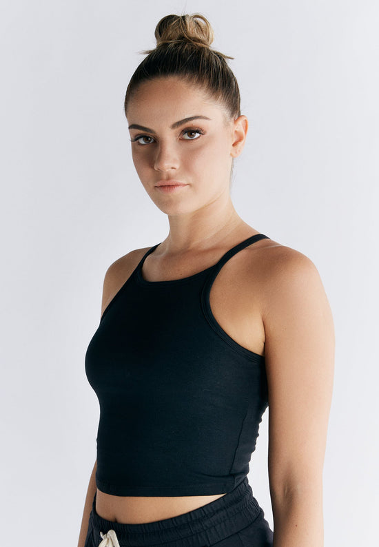 Leela Cotton 1217-021 | Crop-Top - Schwarz Flash Sale
