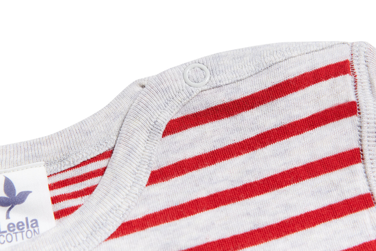 Leela Cotton 2460 | Baby Wendelangarmshirt - Grau-Ziegelrot Jubiläumsangebot