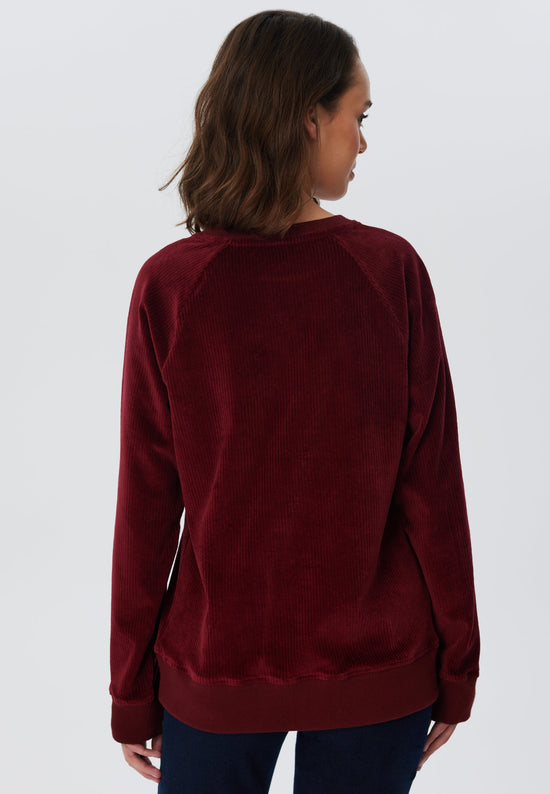 Leela Cotton 1278-030 | Damen Cord Sweatshirt - Bordeaux Blitzangebot