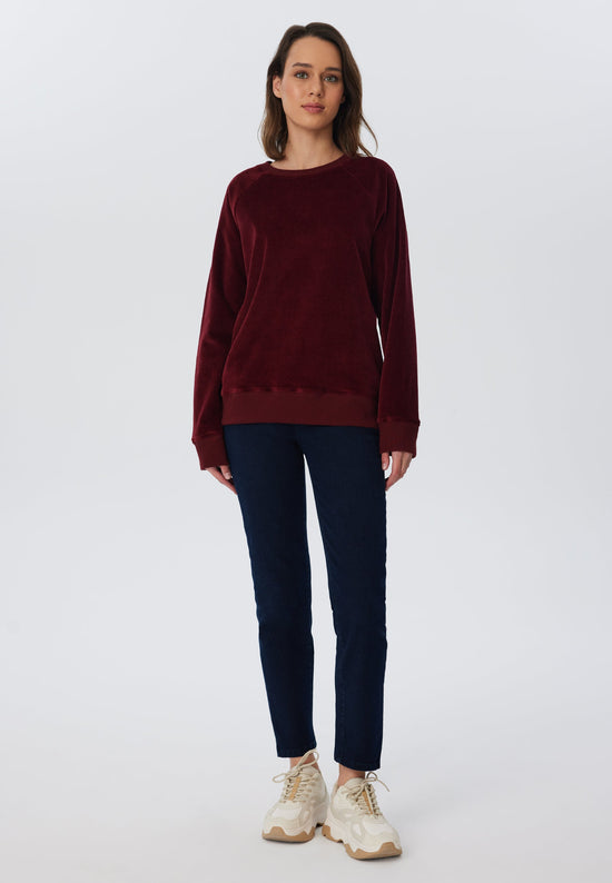 Leela Cotton 1278-030 | Damen Cord Sweatshirt - Bordeaux Blitzangebot