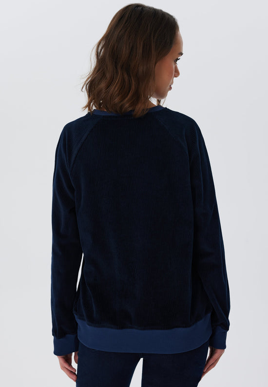 Leela Cotton 1278-045 | Damen Cord Sweatshirt - Nachtblau Große Rabatte