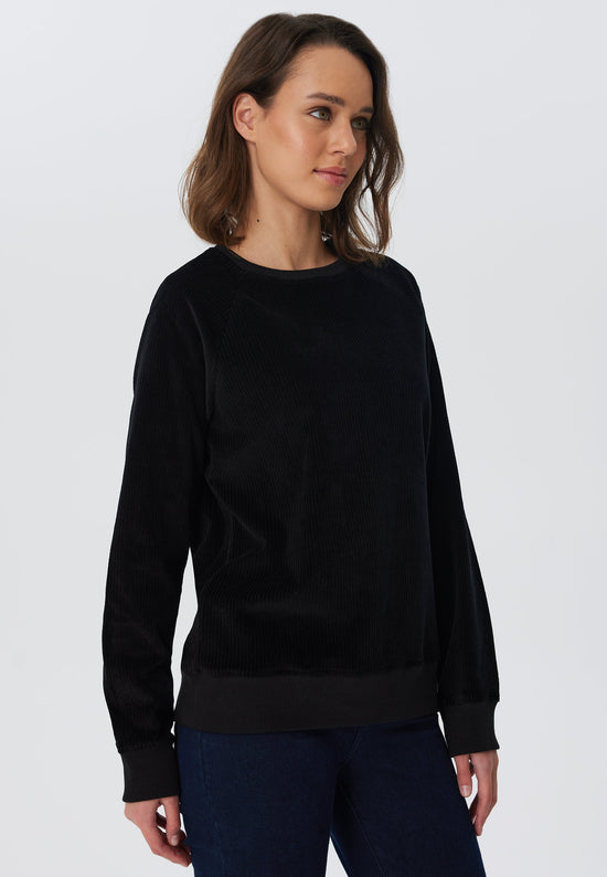 Leela Cotton 1278-021 | Damen Cord Sweatshirt - Schwarz Neuheiten