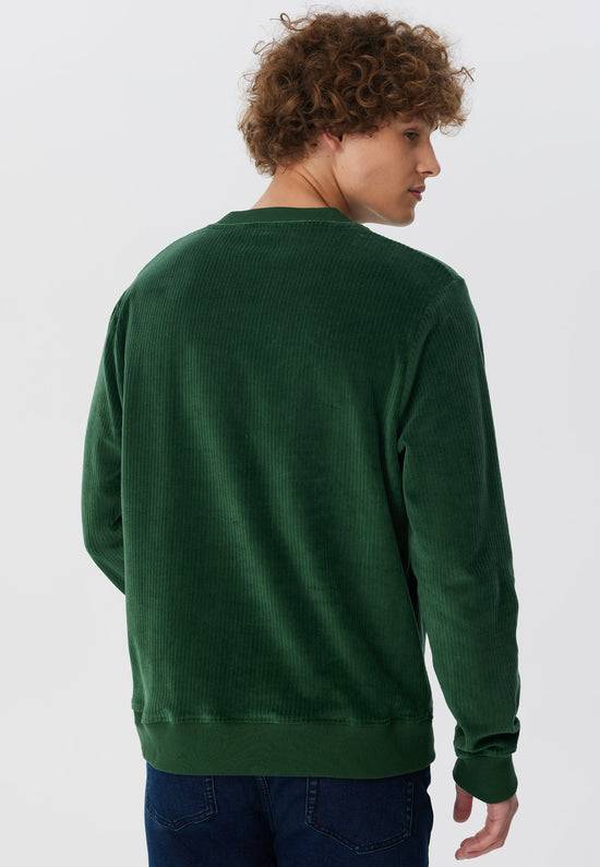 Leela Cotton 2232-067 | Herren Cord Sweatshirt - Tannennadel Saisonale Angebote
