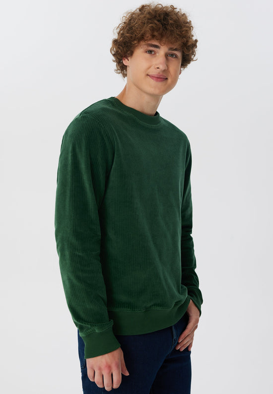 Leela Cotton 2232-067 | Herren Cord Sweatshirt - Tannennadel Saisonale Angebote