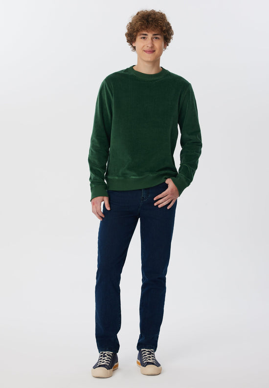 Leela Cotton 2232-067 | Herren Cord Sweatshirt - Tannennadel Saisonale Angebote