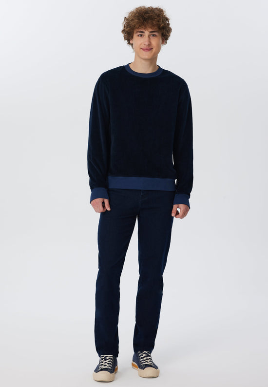 Leela Cotton 2232-045 | Herren Cord Sweatshirt - Nachtblau Räumungsverkauf