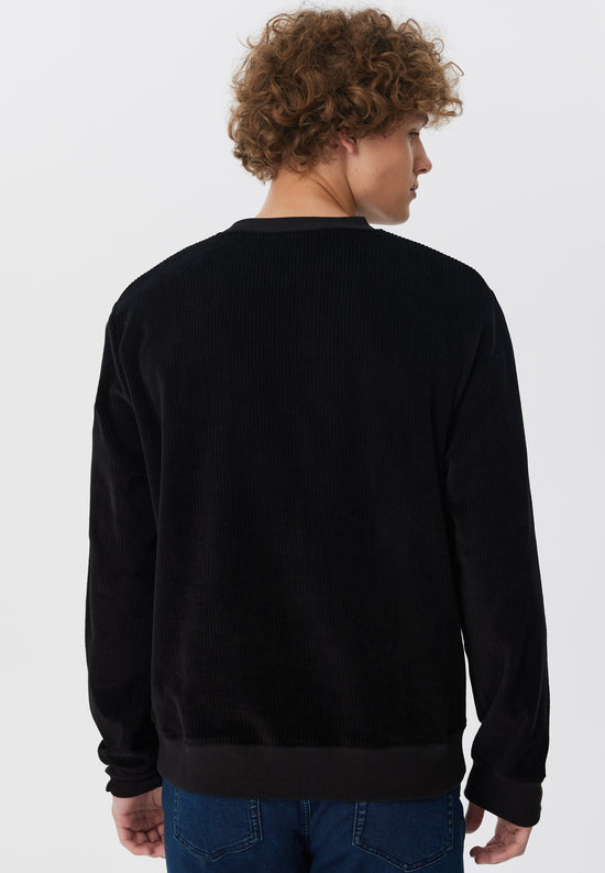 Leela Cotton 2232-021 | Herren Cord Sweatshirt - Schwarz Kauf eins, bekomm eins gratis