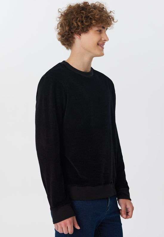 Leela Cotton 2232-021 | Herren Cord Sweatshirt - Schwarz Kauf eins, bekomm eins gratis