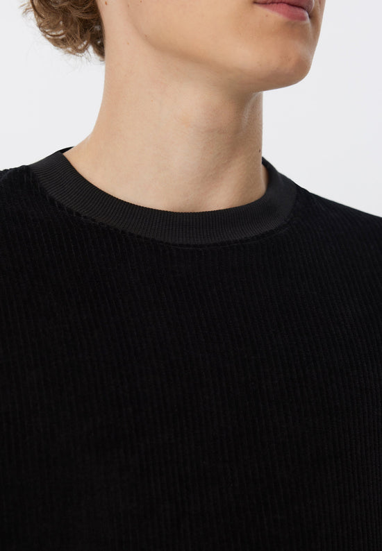 Leela Cotton 2232-021 | Herren Cord Sweatshirt - Schwarz Kauf eins, bekomm eins gratis