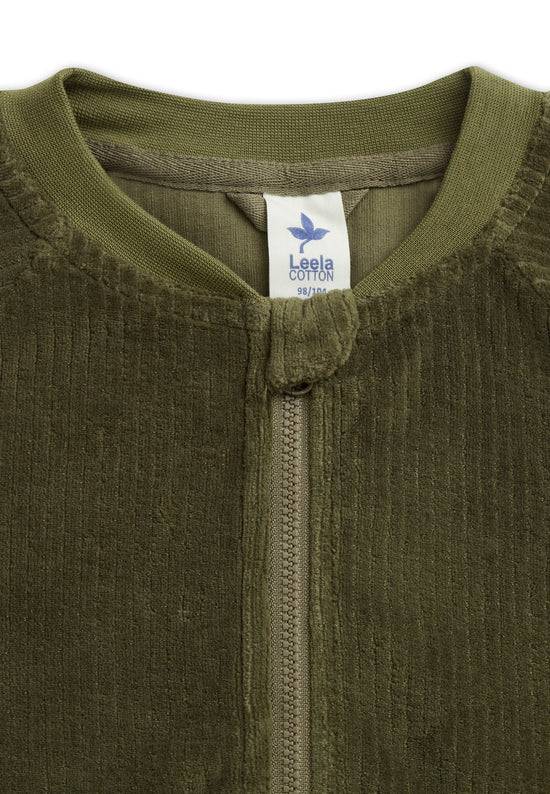 Leela Cotton 2696 OL | Cord Baseballjacke - Oliv Fabrik Onlineshop