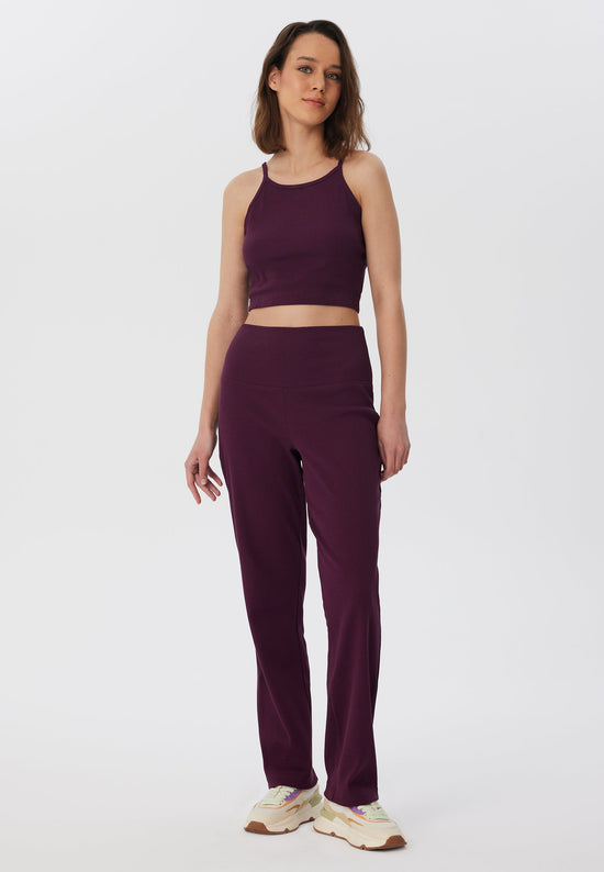 Leela Cotton 4071-028 | Ripp Hose - Aubergine Sonderangebot