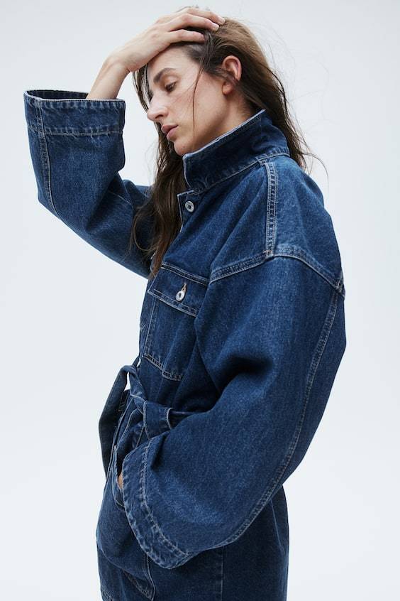 HM Denimjacke mit Bindegürtel Hotsell