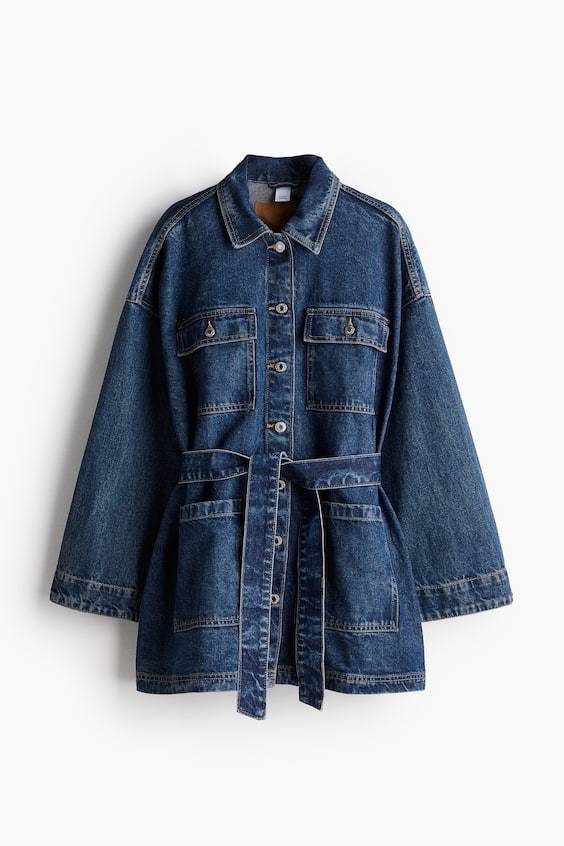HM Denimjacke mit Bindegürtel Hotsell