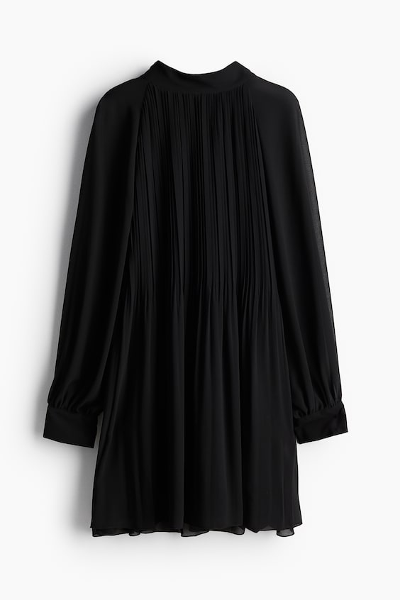 HM Plissiertes Kleid mit Bindekragen Versandkostenfrei