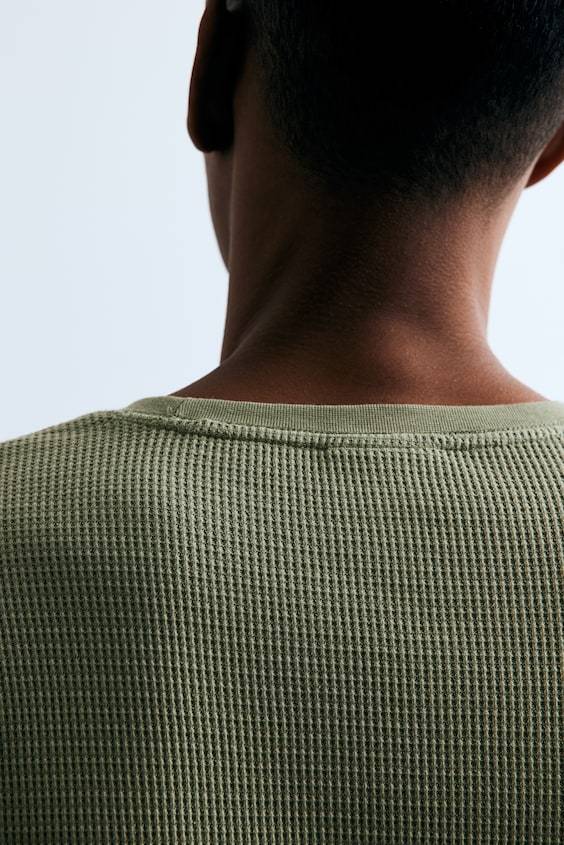 HM Shirt aus Waffeljersey in Slim Fit Schlussverkauf