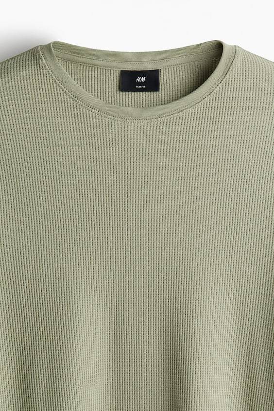 HM Shirt aus Waffeljersey in Slim Fit Schlussverkauf