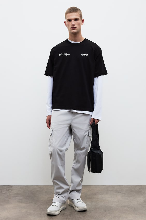 HM Bedrucktes T-Shirt in Loose Fit Sonderangebot