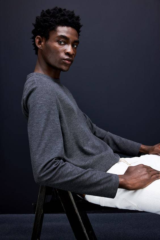 HM Langarmshirt mit Waffelstruktur in Regular Fit Fabrikladen