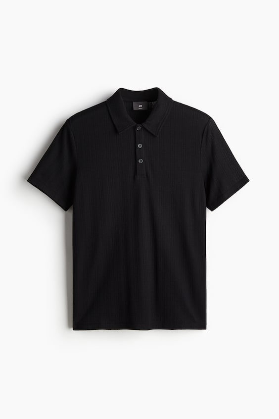 HM Poloshirt aus Strukturjersey in Slim Fit Rabatt