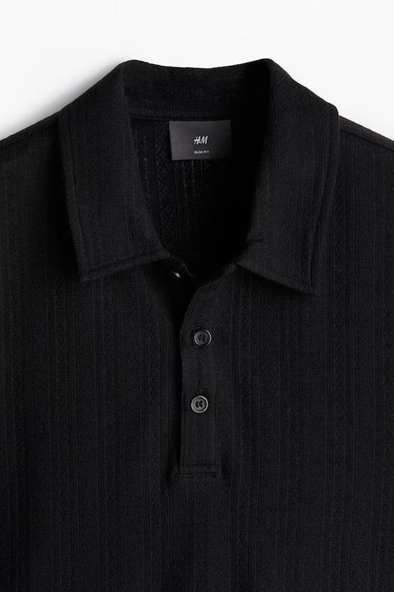 HM Poloshirt aus Strukturjersey in Slim Fit Rabatt