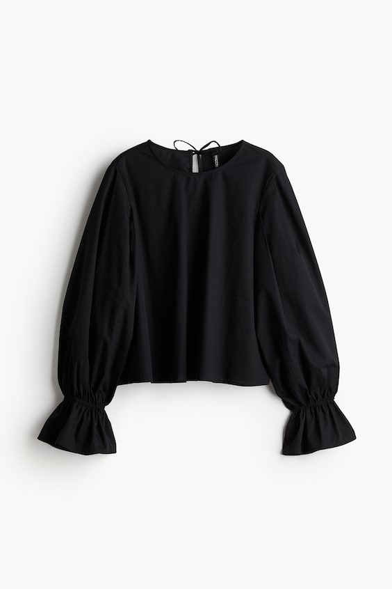 HM Baumwollbluse mit Bindedetail Bis zu 60% Rabatt